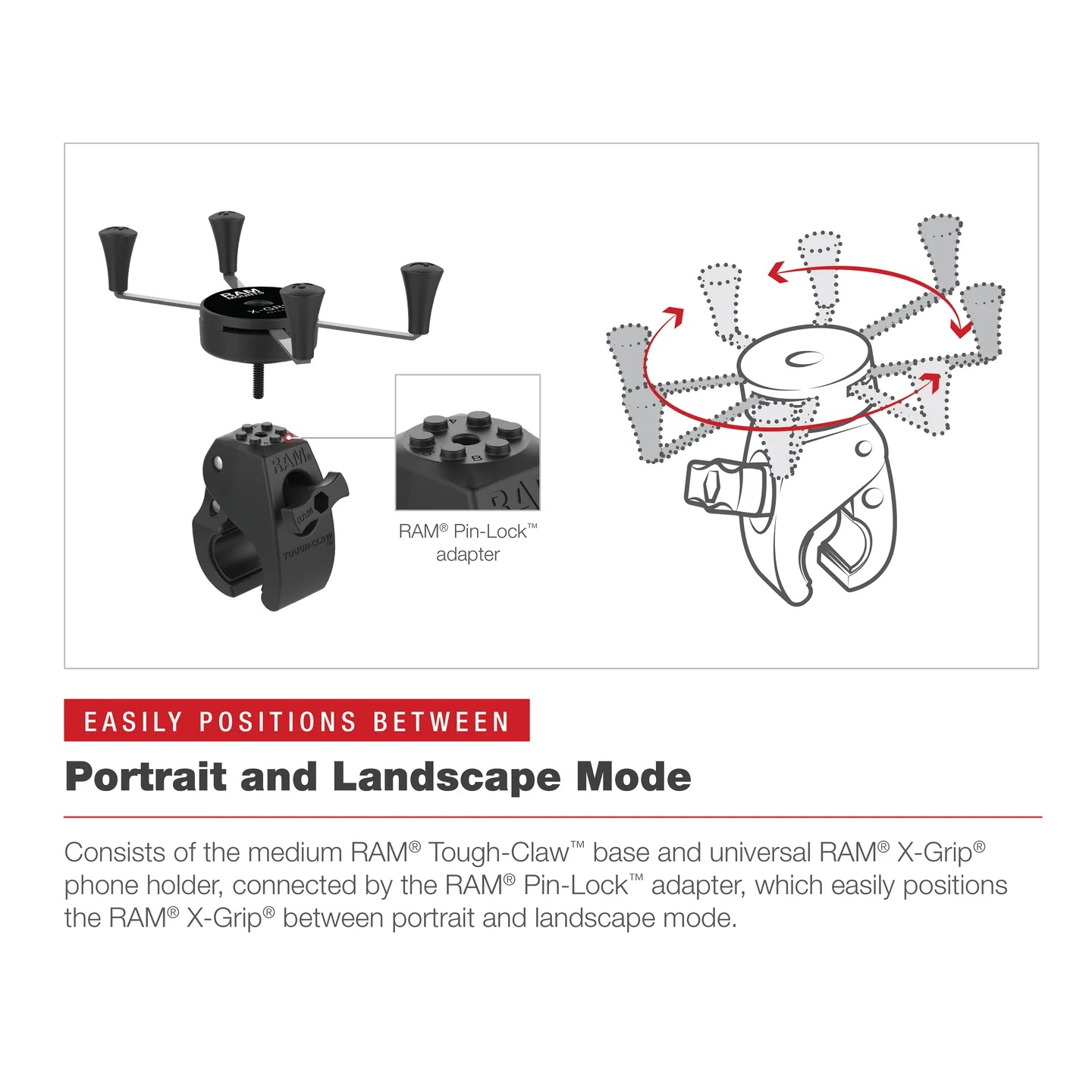 RAM-HOL-UN10-404-2U Large X-Grip®Halterung mit Medium Tough-Claw™ 5